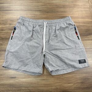 WOWIE Shorts Men XL Grey Drawstring Elastic Waist Pockets Aztec Trim 5.5” Inseam